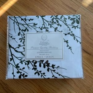 LEAF DESIGN QUEEN SHEET SET WRINKLE FREE